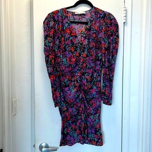 Zara floral print rouched dress